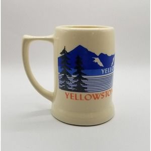 Vintage USA Pottery Yellowstone Lake National Park Ceramic Beer Stein/Coffee Mug